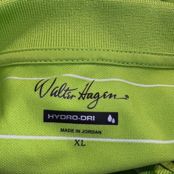 Walter Hagen XL mens polo hydro-dri short sleeve lime green uv blocking 30 UPF - Picture 3 of 9
